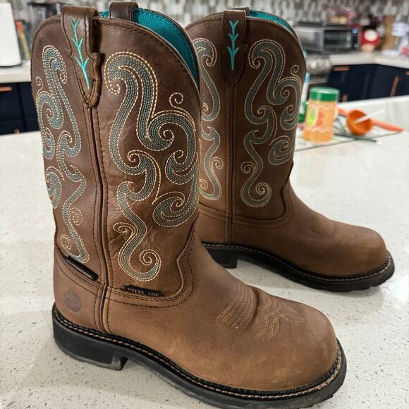 Justin Gypsy Tasha Womens Western EH Waterproof Steel Toe Boots 8B WKL9991 - Picture 3 of 7